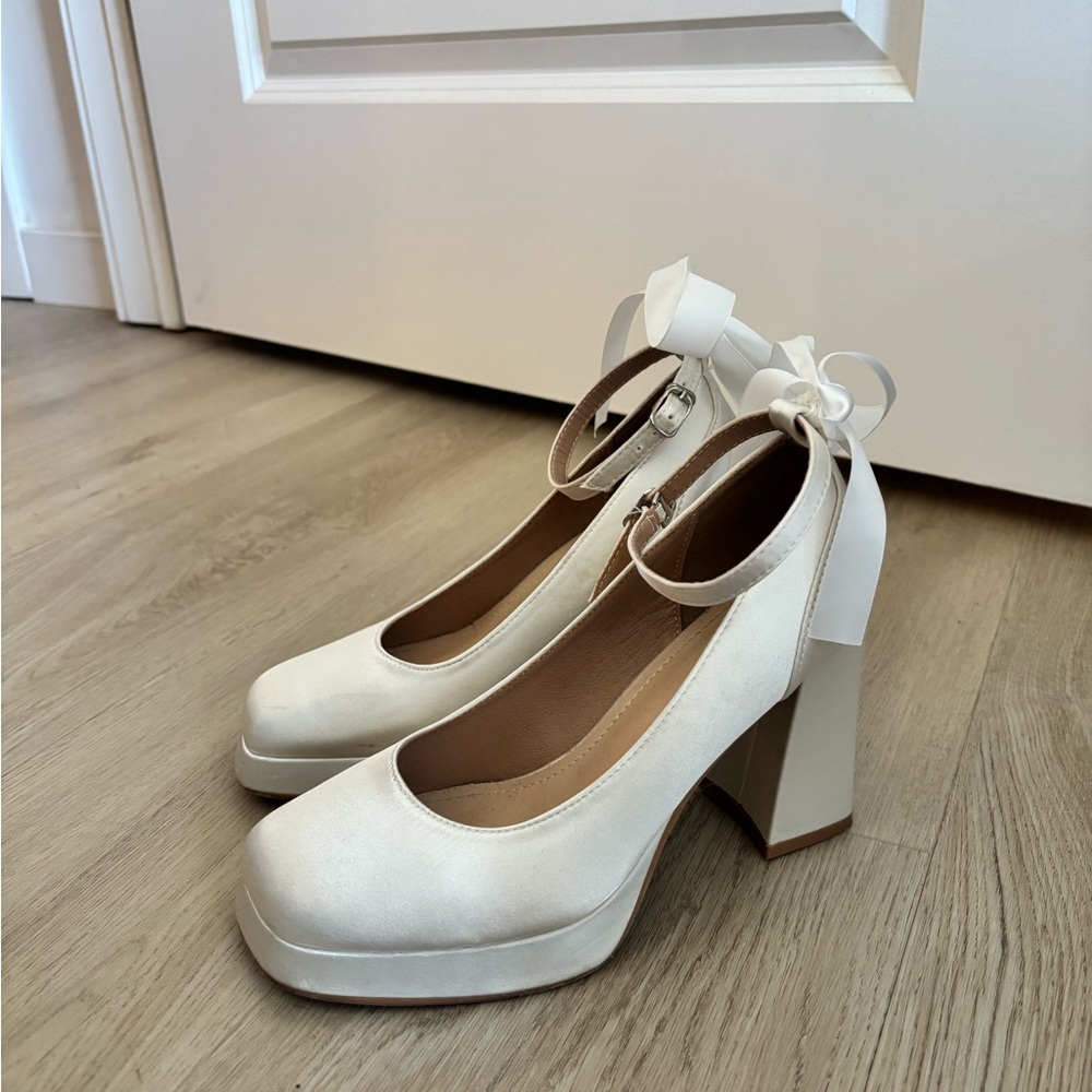 Bridal White Women's Platform Heels